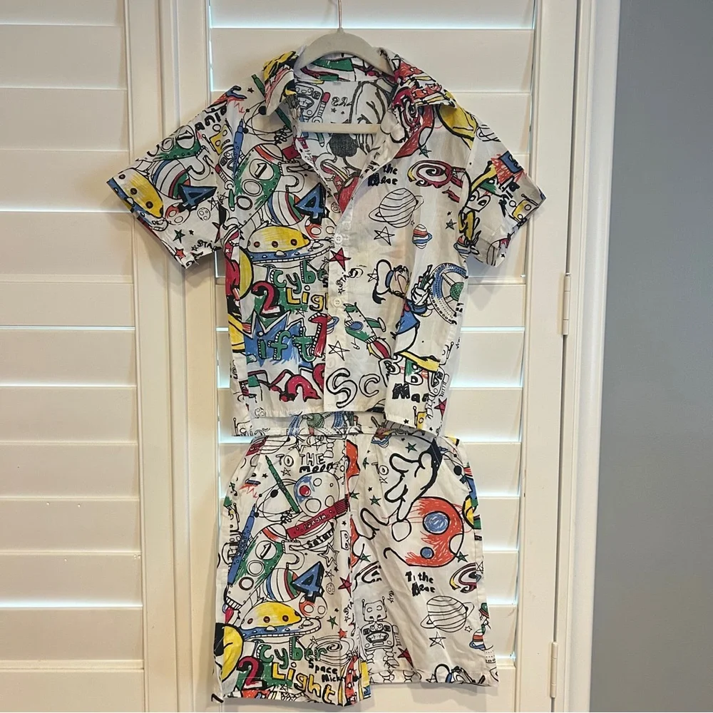 Disney Printed Short Set White multi Size 5